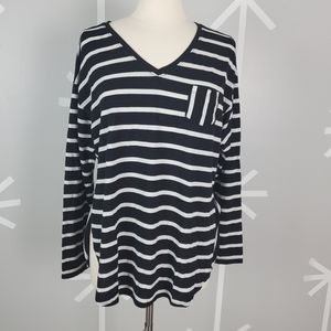 Plus Size 14/16 Black and White Strip Blouse